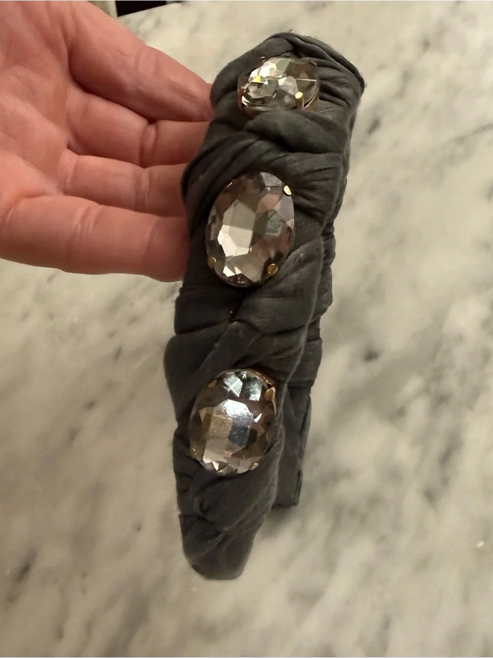 Anthropologie statement crystal embellished headband Gray NWOT